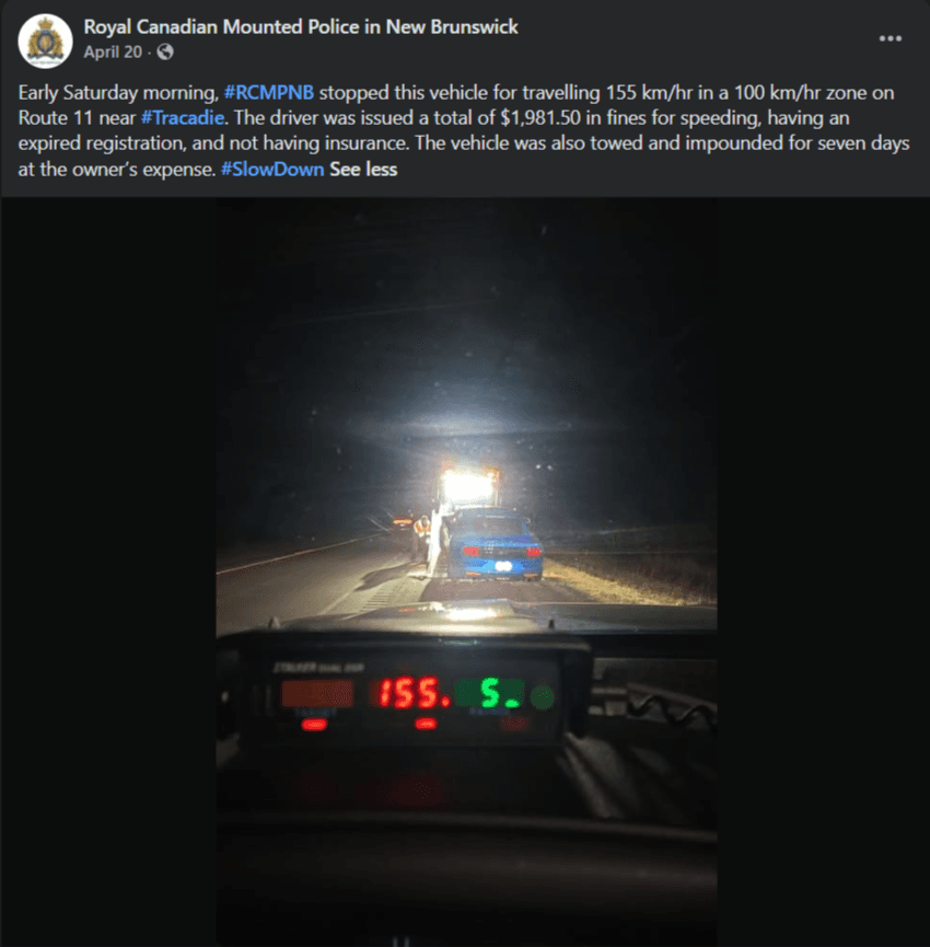 RCMP Route 11 Tracadie radar and vehicle stop photo